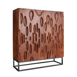 Comode - Comoda inalta cu model 3D, Lemn Salcam, Maro, DUNE 120cm