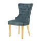 Seturi scaune, HoReCa - Set 2 scaune Stil Baroc, Catifea, Albastru Petrol, Metal, Auriu, Castle