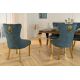 Seturi scaune, HoReCa - Set 2 scaune Stil Baroc, Catifea, Albastru Petrol, Metal, Auriu, Castle