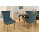Seturi scaune, HoReCa - Set 2 scaune Stil Baroc, Catifea, Albastru Petrol, Metal, Auriu, Castle