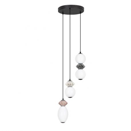 Pendule, Lustre suspendate - Lustra LED suspendata decorativa ceramica mocha, gri, alb, PALLINA 3L