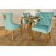 Seturi scaune, HoReCa - Set 2 scaune Stil Baroc, Catifea, Albastru Deschis, Metal, Auriu, Castle