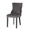 Set 2 scaune Stil Baroc, Catifea, Gri, Lemn, Negru, CASTLE DELUXE