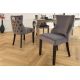 Seturi scaune, HoReCa - Set 2 scaune Stil Baroc, Catifea, Gri, Lemn, Negru, CASTLE DELUXE