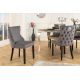 Seturi scaune, HoReCa - Set 2 scaune Stil Baroc, Catifea, Gri, Lemn, Negru, CASTLE DELUXE