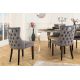 Seturi scaune, HoReCa - Set 2 scaune Stil Baroc, Catifea, Gri, Lemn, Negru, CASTLE DELUXE