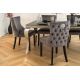 Seturi scaune, HoReCa - Set 2 scaune Stil Baroc, Catifea, Gri, Lemn, Negru, CASTLE DELUXE