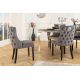 Seturi scaune, HoReCa - Set 2 scaune Stil Baroc, Catifea, Gri, Lemn, Negru, CASTLE DELUXE