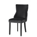 Set 2 scaune Stil Baroc, Catifea, Lemn, Negru, CASTLE DELUXE