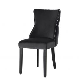 Seturi scaune, HoReCa - Set 2 scaune Stil Baroc, Catifea, Lemn, Negru, CASTLE DELUXE