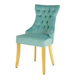 Seturi scaune, HoReCa - Set 2 scaune Stil Baroc, Catifea, Albastru Deschis, Metal, Auriu, Castle