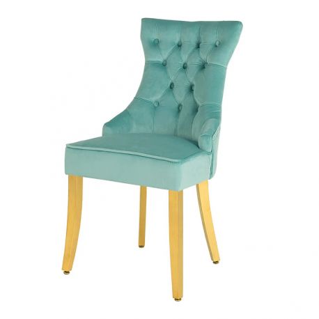 Seturi scaune, HoReCa - Set 2 scaune Stil Baroc, Catifea, Albastru Deschis, Metal, Auriu, Castle