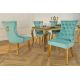 Seturi scaune, HoReCa - Set 2 scaune Stil Baroc, Catifea, Albastru Deschis, Metal, Auriu, Castle
