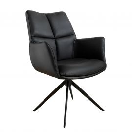Scaune - Scaun pivotant modern, Piele Naturala, Negru, PAPILLON