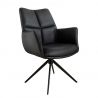 Scaun pivotant modern, Piele Naturala, Negru, PAPILLON