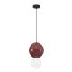 Pendul LED decorativ portelan bordeaux, sticla alb, NOESIS