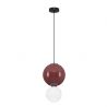 Pendul LED decorativ portelan bordeaux, sticla alb, NOESIS