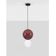 Pendule, Lustre suspendate - Pendul LED decorativ portelan bordeaux, sticla alb, NOESIS
