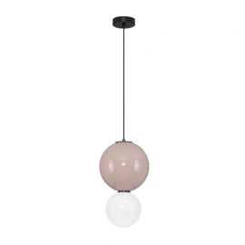 Pendule, Lustre suspendate - Pendul LED decorativ portelan mocha, sticla alb, NOESIS
