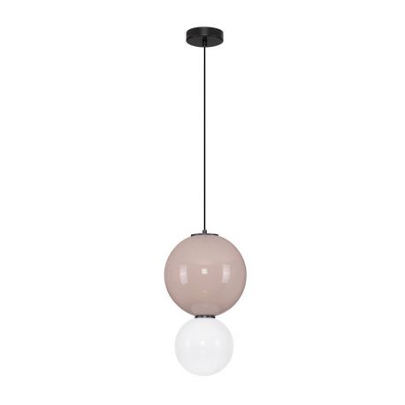 Pendule, Lustre suspendate - Pendul LED decorativ portelan mocha, sticla alb, NOESIS