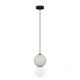 Pendule, Lustre suspendate - Pendul LED decorativ portelan gri deschis, sticla alb, NOESIS