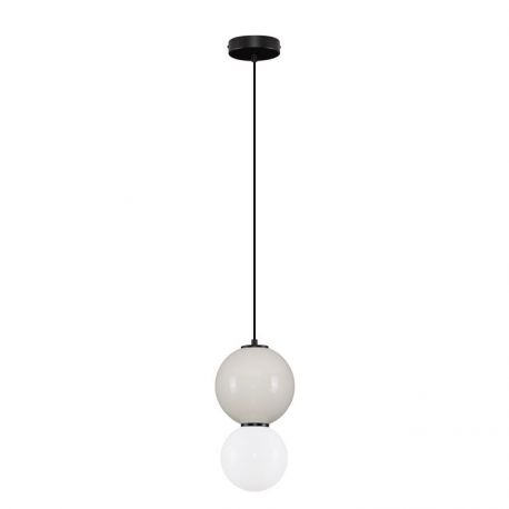 Pendule, Lustre suspendate - Pendul LED decorativ portelan gri deschis, sticla alb, NOESIS