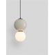 Pendule, Lustre suspendate - Pendul LED decorativ portelan gri deschis, sticla alb, NOESIS