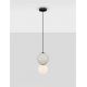 Pendule, Lustre suspendate - Pendul LED decorativ portelan gri deschis, sticla alb, NOESIS
