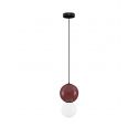 Pendul LED decorativ portelan bordeaux, sticla alb, NOESIS