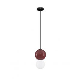 Pendule, Lustre suspendate - Pendul LED decorativ portelan bordeaux, sticla alb, NOESIS
