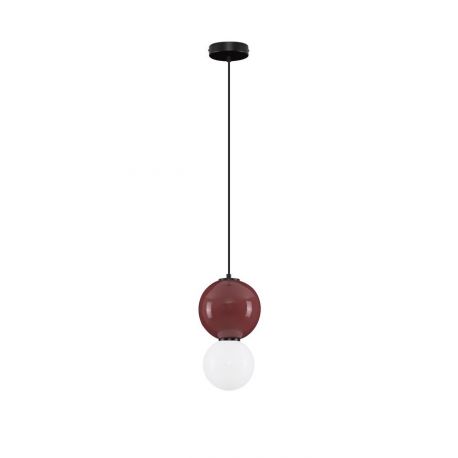 Pendule, Lustre suspendate - Pendul LED decorativ portelan bordeaux, sticla alb, NOESIS