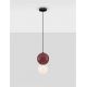 Pendule, Lustre suspendate - Pendul LED decorativ portelan bordeaux, sticla alb, NOESIS
