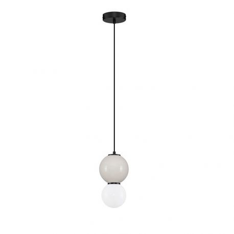 Pendule, Lustre suspendate - Pendul LED decorativ portelan gri deschis, sticla alb, NOESIS