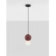 Pendule, Lustre suspendate - Pendul LED decorativ portelan bordeaux, sticla alb, NOESIS