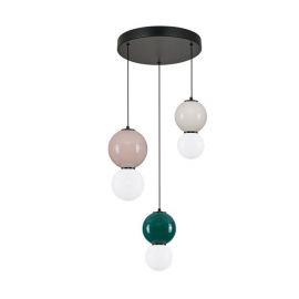 Pendule, Lustre suspendate - Lustra LED decorativa portelan mocha, jasper, gri, sticla alb, NOESIS
