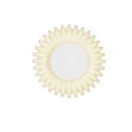 Aplice, corpuri de iluminat pentru pereti - Aplica decorativa ceramica crem, sticla alb, PETEL