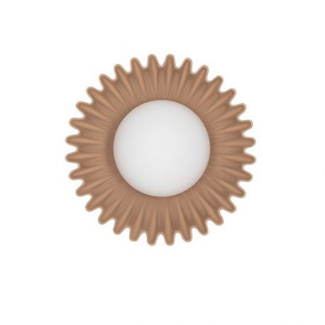 Aplice, corpuri de iluminat pentru pereti - Aplica decorativa ceramica caramel, sticla alb, PETEL