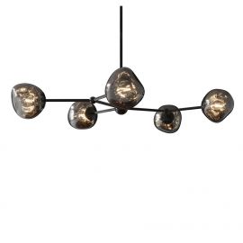 Pendule, Lustre suspendate - Lustra moderna cu 5 globuri sticla fumurie LIQUID DIAMOND