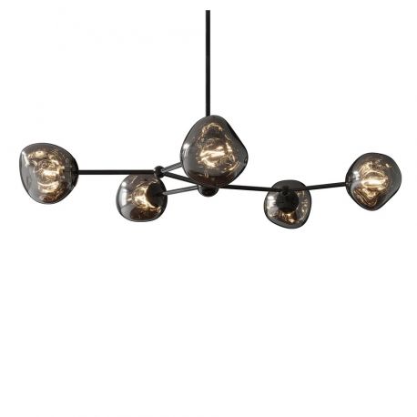 Pendule, Lustre suspendate - Lustra moderna cu 5 globuri sticla fumurie LIQUID DIAMOND