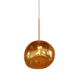 Pendule, Lustre suspendate - Lustra, Pendul modern cu glob sticla aurie LIQUID DIAMOND 20cm