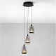 Pendule, Lustre suspendate - Lustra moderna cu 3 pendule LED, Metal, Sticla, Fumuriu, ALISH