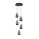 Pendule, Lustre suspendate - Lustra moderna cu 5 pendule LED, Metal, Sticla, Fumuriu, ALISH
