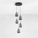 Pendule, Lustre suspendate - Lustra moderna cu 5 pendule LED, Metal, Sticla, Fumuriu, ALISH