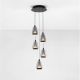 Pendule, Lustre suspendate - Lustra moderna cu 5 pendule LED, Metal, Sticla, Fumuriu, ALISH