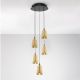 Pendule, Lustre suspendate - Lustra moderna cu 5 pendule LED, Metal, Sticla, Champaign, ALISH