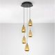Pendule, Lustre suspendate - Lustra moderna cu 5 pendule LED, Metal, Sticla, Champaign, ALISH
