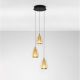 Pendule, Lustre suspendate - Lustra moderna cu 3 pendule LED, Metal, Sticla, Champaign, ALISH