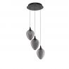 Lustra moderna cu 3 pendule LED, Metal, Sticla, Fumuriu, Nali