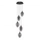 Lustra moderna cu 5 pendule LED, Metal, Sticla, Fumuriu, Nali