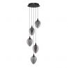 Lustra moderna cu 5 pendule LED, Metal, Sticla, Fumuriu, Nali